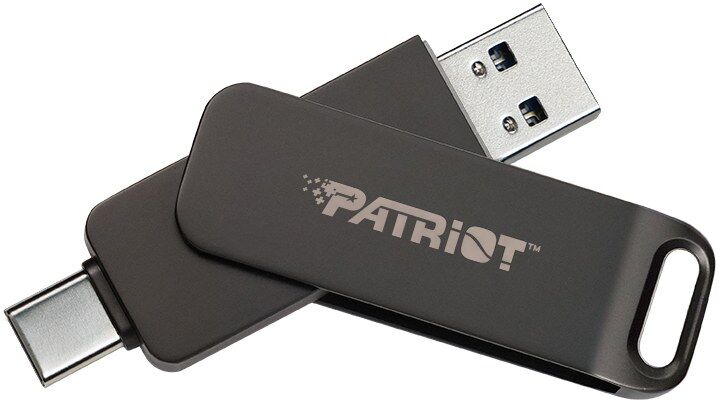 Patriot Rage R550 USB 3.2 Gen 1 Type-A & Type-C Flash Drive, Black - 64GB