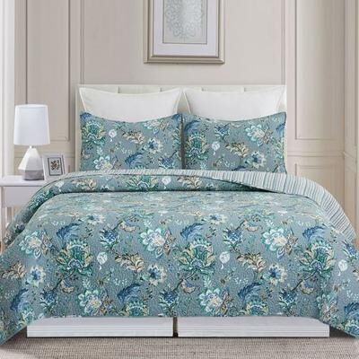 C & F Enterprises (Drop Ship) Morrison Mini Quilt Set Slate Blue, King, Slate Blue