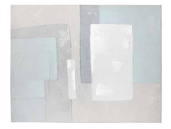 Casablanca Deko großes Bild auf Leinwand 130 x 100 cm - Keilrahmen Bild XXL geometrische Formen - Wandbild Wanddekoration- weiß grau blau