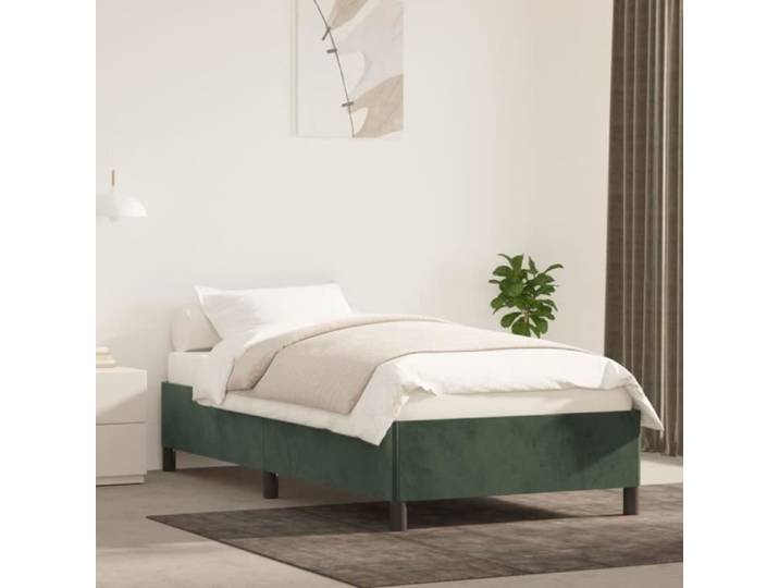 Cadre de lit Vert foncé 90x200 cm Velours - AKOZON - Contemporain - Design - A lattes