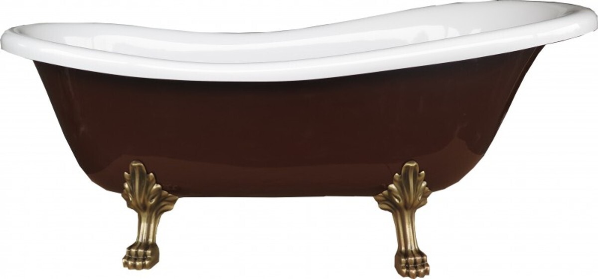 Freistehende Luxus Badewanne Jugendstil Roma Braun/Weiß/Altgold 1470mm von Casa Padrino - Barock Antik Badezimmer