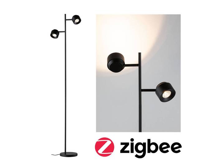 Paulmann Puric Pane ZigBee LED-Stehleuchte Pane, dimmbar, schwarz, für Wohn- / Esszimmer, Metall, Modern