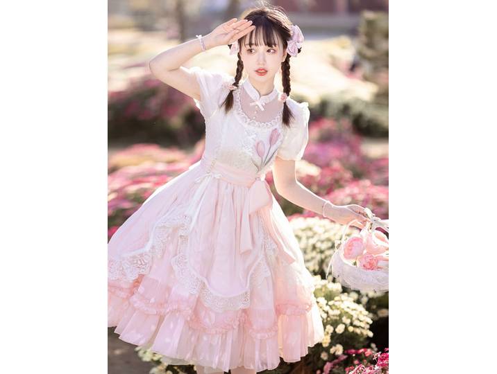 Robe Lolita originale à fleurs et poésie, robe d'été à manches courtes, mignonne, Luo quotidienne, élégante, taille douce, robe de soirée thé pour filles