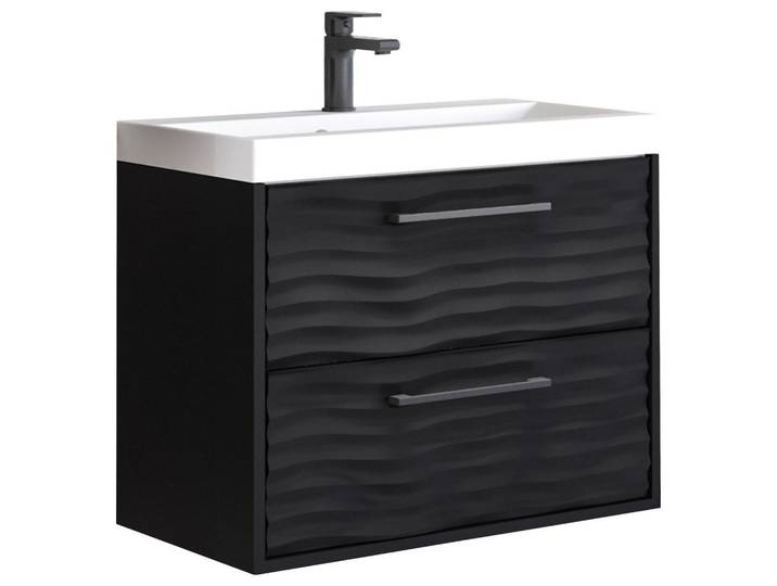 P & B Waschbeckenunterschrank, Schwarz, Metall, 2 Schublade(n) Schubladen, 60x50x35 cm, Badezimmer, Badezimmerschränke, Waschbeckenunterschränke