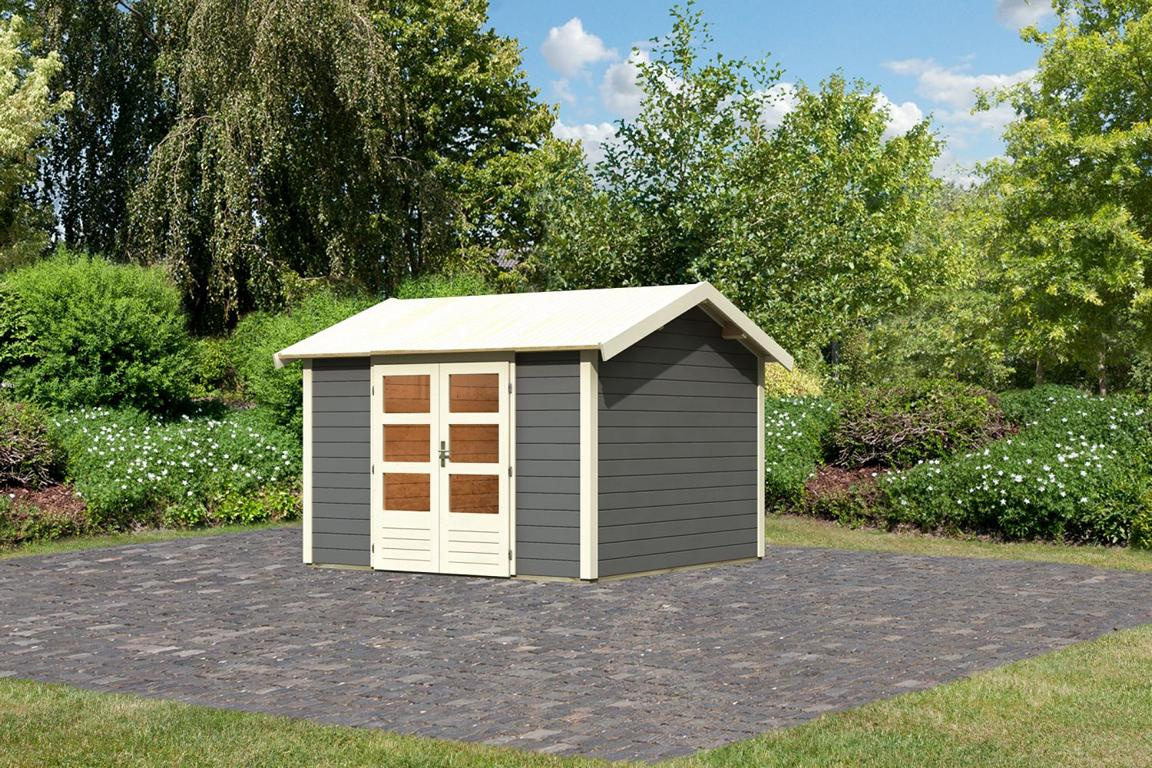 KARIBUHOLZT Aumund 7 terragrau, 3,04x3,04x2,50m 16904960