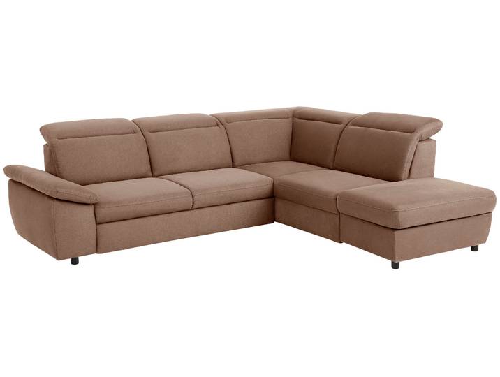 Ecksofa, Luxus-Microfaser, Braun, 276×232 cm, Ottomane Rechts, Modern, Home-affaire