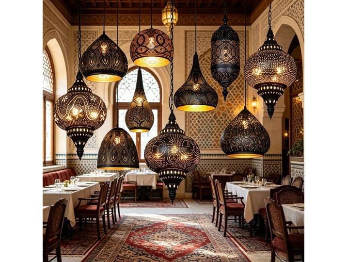 RON-Lampes suspendues asiatiques antiques, luminaires creux, restaurant thaïlandais et arabe, lampes décoratives marocaines pour chambre à coucher