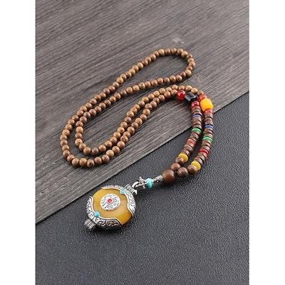 Herren-Halskette im Boho-Stil, aus verschiedenen Materialien wie Holzperlen und Steinen, in verschiedenen Ausführungen, handgefertigter Stammes-Schmuck, perfekt für den Alltag und den Urlaub.