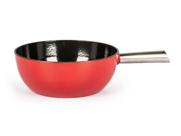 Stöckli Fonduetopf Stöckli Käsefonduecaquelon Elégance Guss, Ø 24 cm, rot/schwarz