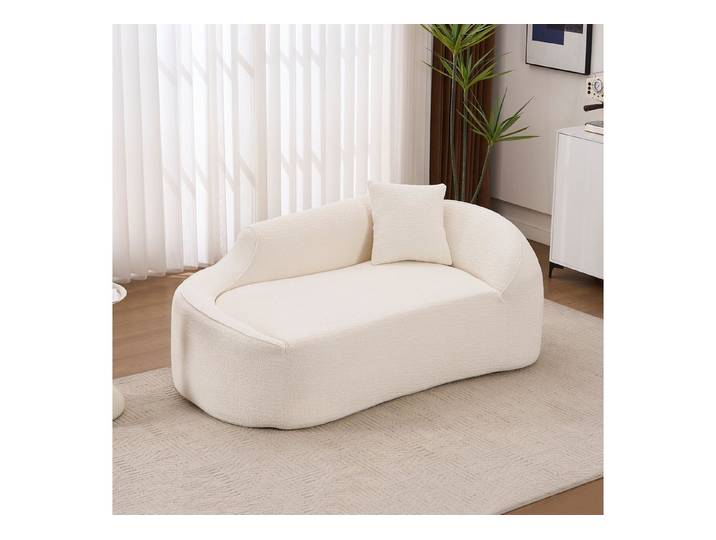 Celya Sofa Komprimieren Sofa,Bogenförmiges Chaiselongue für den Innenbereich, modernes Chenille-Zweisitzer-Sofa mit tiefer Sitzfläche und 1 Kissen
