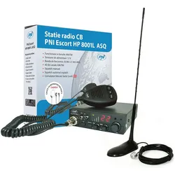 PNI Paket CB-Funkgerät ESCORT HP 8001L ASQ + HS81L-Kopfhörer + Antenne CB Extra 45 mit Magnet, Walkie Talkie