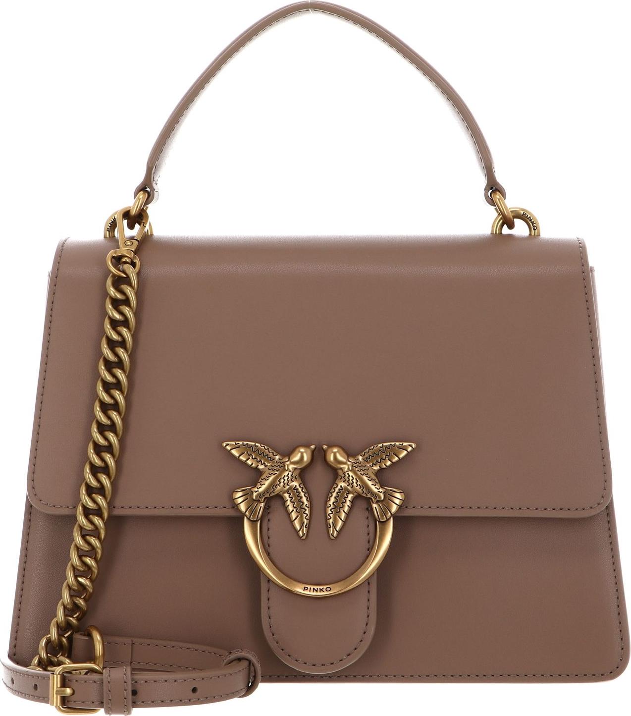 PINKO Handtasche Umhängetasche Love One Top Handle Classic Light Ginger Biscuit - Antique Gold taupe