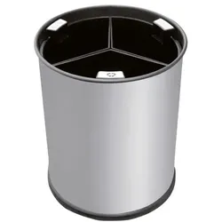cookmax Abfallbehälter mit Trennsystem Edelstahl schwarz 13 Liter silber, 24.5x30x24.5 cm