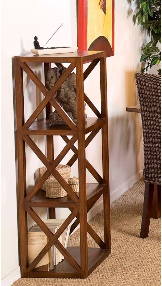 MACABANE Etagère 3 cases croisillons en mindi Marron 40x120x35cm