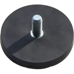 Gummierte Magnete mit Gewinde schwarz  | 43 mm | M6x15 mm, Neodym, Gummi, Stahl