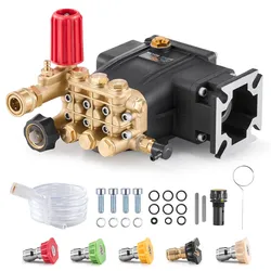 VEVOR Hochdruckreinigerpumpe, 3/4-Zoll-Welle, horizontaler Triplex-Kolben, 3300 PSI, 2,5 GPM, Ersatz-Hochdruckreinigerpumpen-Set mit 5 Düsen, bis zu 500 Stunden Dauerbetrieb, Austauschpumpe