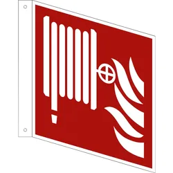 Soennecken Hinweisschild Löschschlauch Fahne ISO 7010/F002 200x200mm beids.
