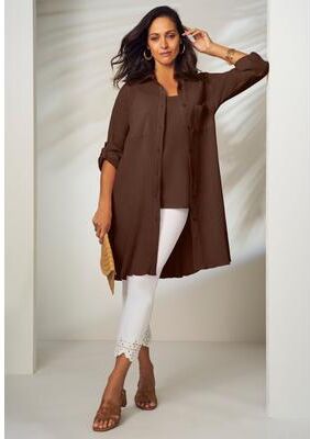 Plus Size Women's Gauze Mega Tunic by Jessica London in Rich Brown (Size 12 W)