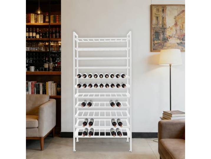 Weinregal Metall Weiß, Flaschenregal für 99 Weinflaschen, 80x30x170 cm 11 Ebenen Moderne Weinlagerung Zuhause für Küche Keller Bar, Robustes Design