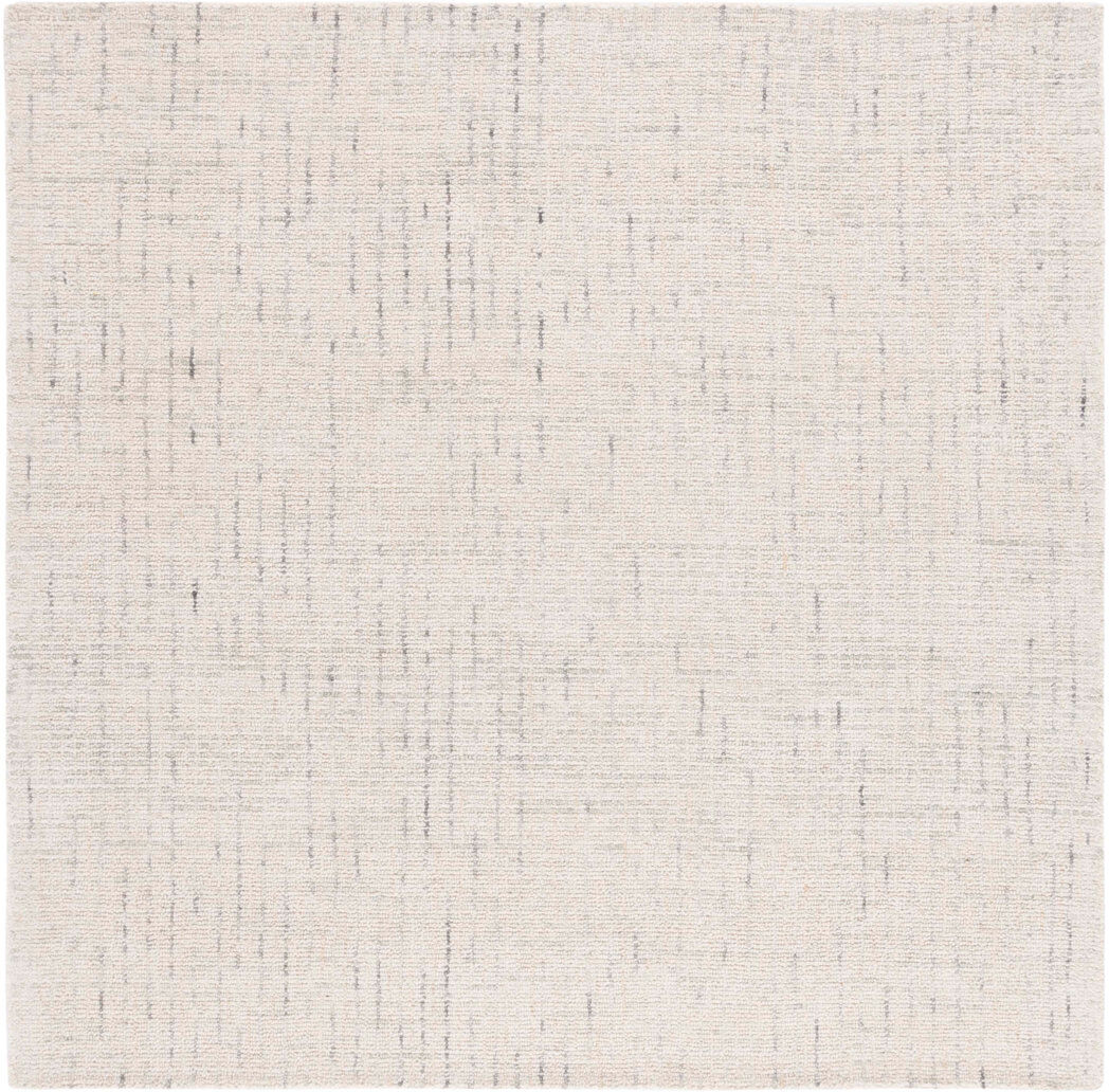 Ebern Designs Rheuben Striped Wool Hand Tufted Area Rug Ivory/Grey Square 183cm