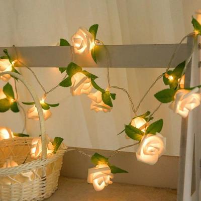 Inspired Deals Rose Blossom Fairy String Lights Battery Powered Warm White LED Garland For Weddings And Home Decor warm White