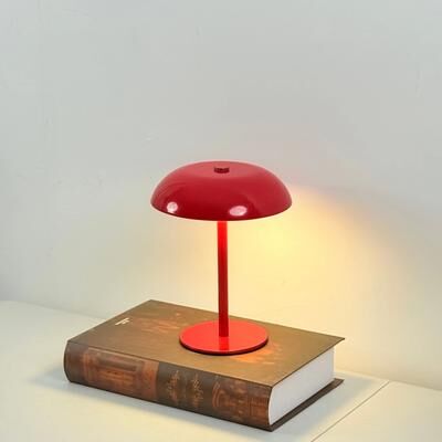 Uplift Picks Rechargeable Mushroom Touch Table Lamp With Three Color Dimmable Bedside Lighting red