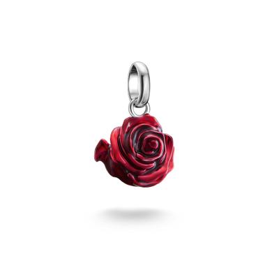 Charm-Einhänger THOMAS SABO "Charm Rose - Connect", bunt (silberfarben, rot), Charms, Damen, Silber 925 (recycelt)