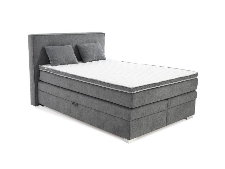 Boxspringbett 140x200 cm Box Bonell Federkernmatratze H4 Topper in Chenille Grau / 20010