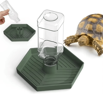 Uplift Curations Automatic Turtle Water Bowl Feeder Anti Slip Reptile Water Dispenser For Vivariums black