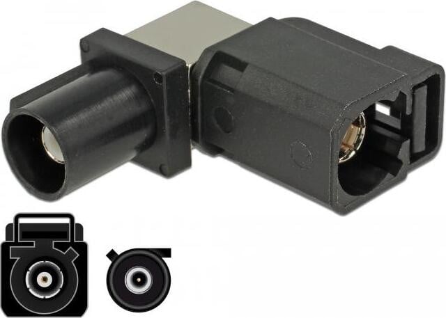 Delock 89857 Fakra A naar Fakra A adapter, 90 graden, Nikkel/goud