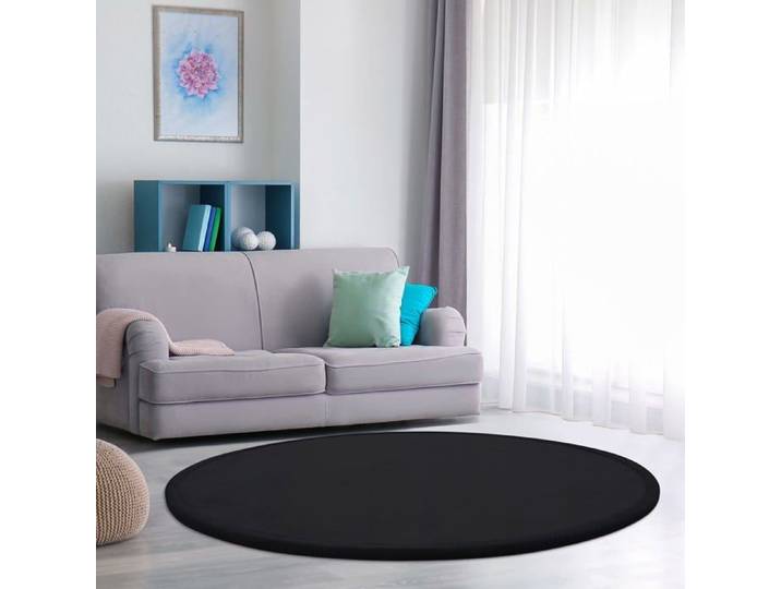 Tapis rond enfant antidérapant - Paco Home - 160 cm - Noir - Moelleux - Polypropylène - Sans substances nocives