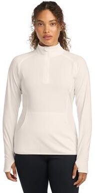 Sport-Tek LST850 Athletic Women's Sport-Wick Stretch 1/4-Zip Pullover Top in Ecru size Small   Polyester/Spandex Blend
