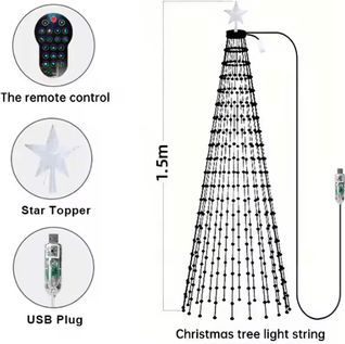 Inspire Curations 7FT Smart Christmas Tree Lights With 400 LEDs And Star Topper 1.5m 5ft 400leds usb