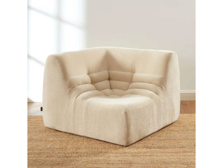 Chauffeuse d'angle modulable 1 place velours beige