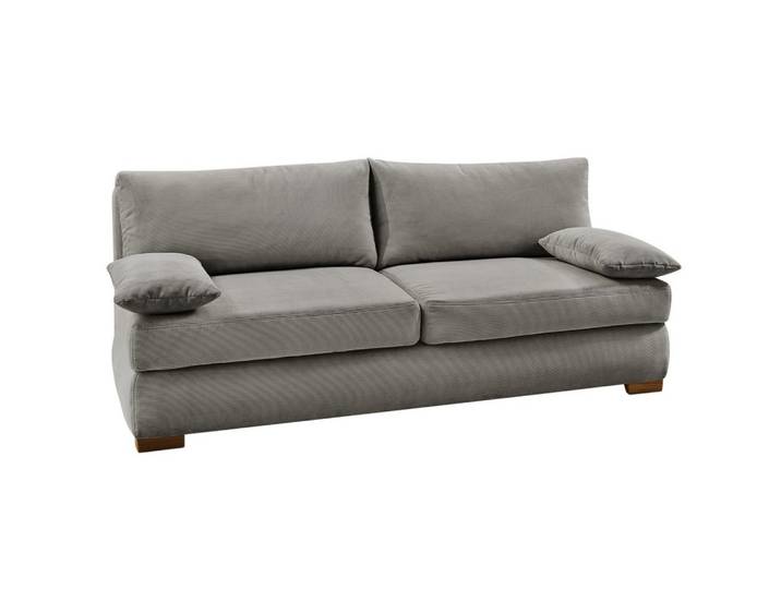 DAUER-SCHLAFSOFA Federkern Topper Bettkasten B201/T110/H88 cm, Liegefläche 160x200 cm, Feincord Hellgrau / 15152