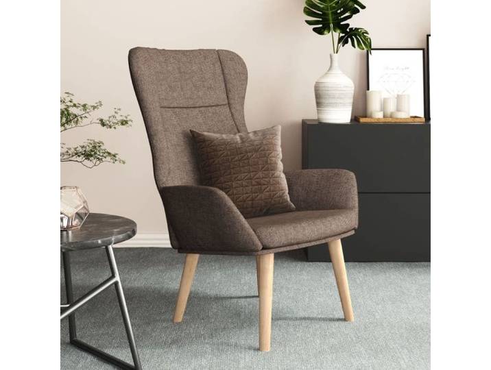 Fauteuil scandinave de relaxation - HTG - Chaise de relaxation - Taupe Tissu(937)