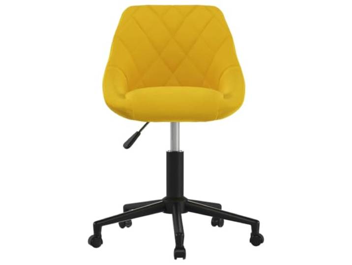 Esszimmerstuhl Drehbar Senfgelb Samt mit Rollen Stahlgestell schwarz pulverbeschichtet, Gasdruckfeder, 360 Grad drehbar, Rollen, 110 kg