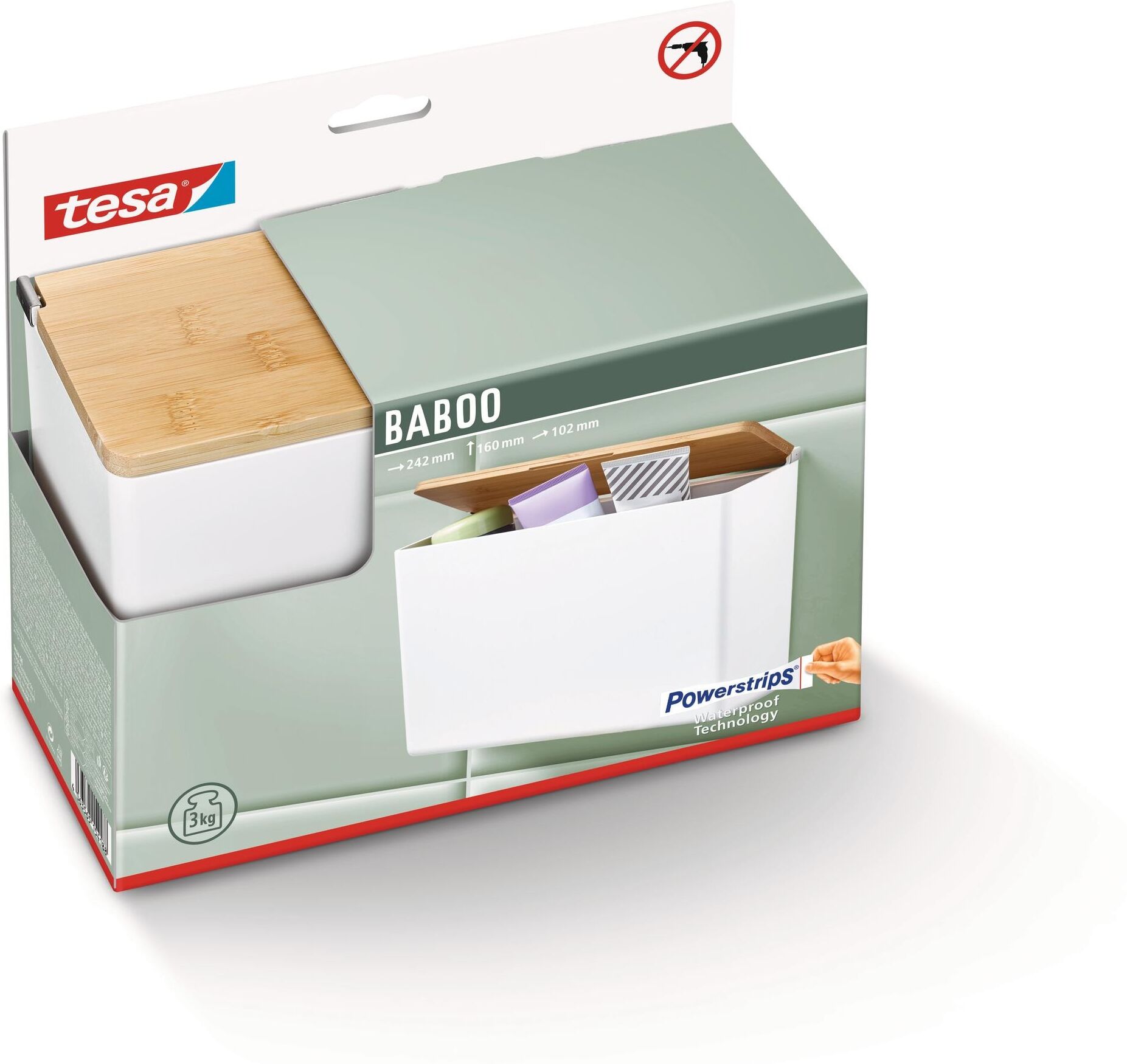 Aufbewahrungsbox TESA "XL, Weiss", weiss (colorot argent), B:10,2cm H:16cm, Bambus, Kunststoff, Aufbewahrungsboxen, Aufbewahrungsbox colorot argent B/H/T: 10,2cm x 16cm