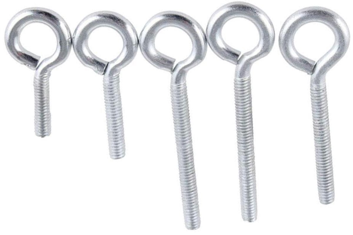 Haakbouten Set van 10 stuks - Ringbouten Schroeven - Zink Metaal - Zilverkleurig - M5x60