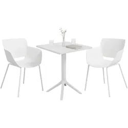 CLP Gartenmöbel-Set wetterfest Norva, mit 2 Stühlen im Lounge-Design und quadratischem Tisch, 3-tlg. Sitzgruppe für Garten, Terrasse & Balkon