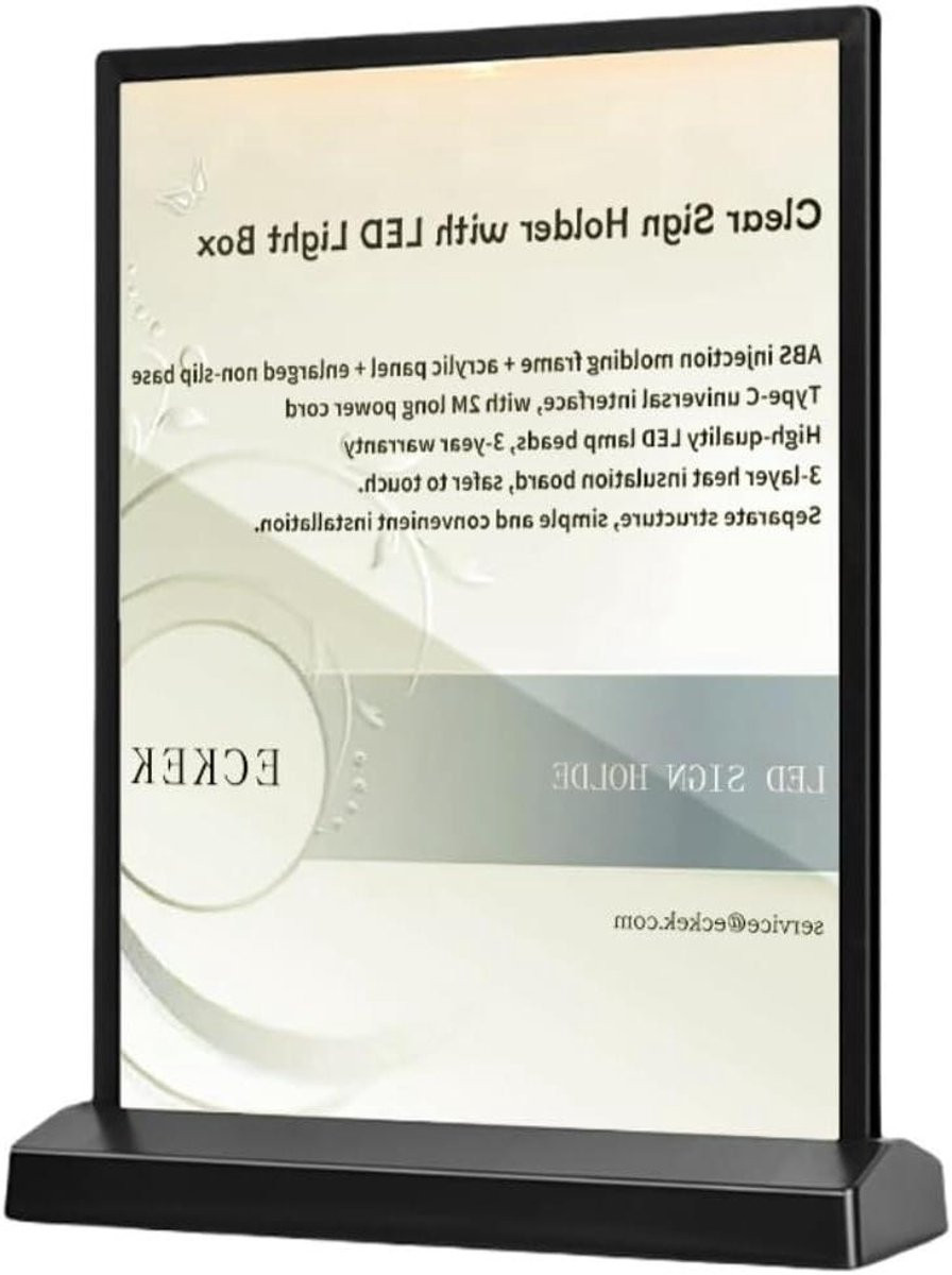 LED Tekenhouder Menu Display Stand A4 Zwart Frame