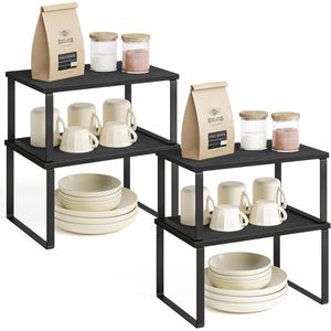 Songmics Küchenregal KCS028B01, schwarz, 4er Set, für Arbeitsplatte, 39,7 x 15,8 x 19,5cm
