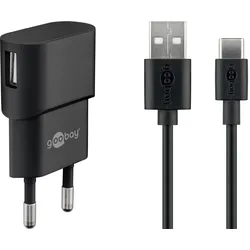 goobay 5W USB-A Ladegerät mit Kabel 1m, schwarz
