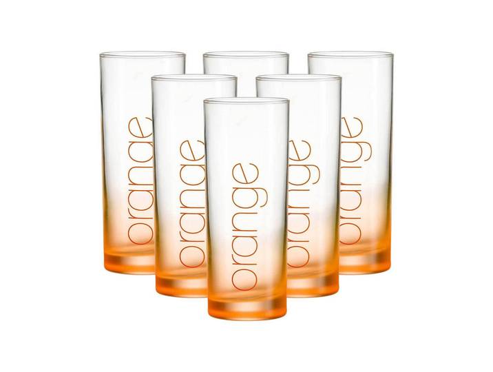Ritzenhoff Breker Trinkgläser Favo Orange 360 ml 6er Set, Glas, Gläser, Trinkgläser