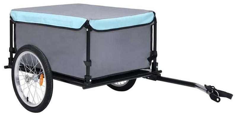Fietskar - Robuster Gepäck- und Transportwagen - Schwarz mit blauem Stahlrahmen - Belastbarkeit bis zu 65 kg