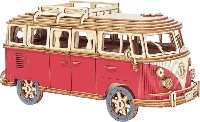 3D houten puzzelmodel van de Volkswagen VW T1 van WOOD