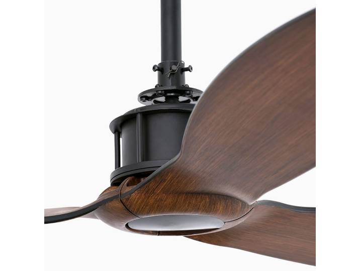 Ventilateur de plafond Just Fan M, Ø 128 cm, noir/bois - Faro FARO BARCELONA - Salon / séjour - Métal
