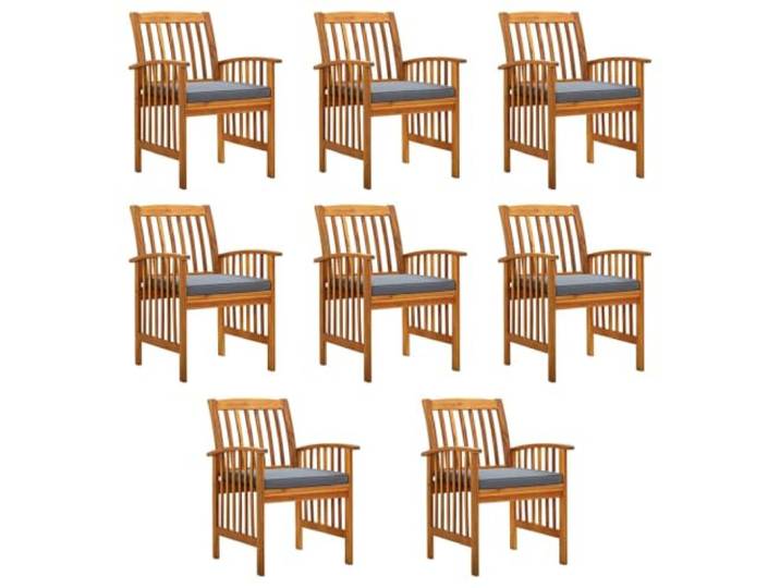 Coespram 8er Set Gartenstühle Massivholz Akazie mit Kissen Grau Ergänzende Armlehnstühle für Terrasse und Veranda aus Geöltem Echtholz mit Weichen Dunkelgrauen Sitzauflagen.