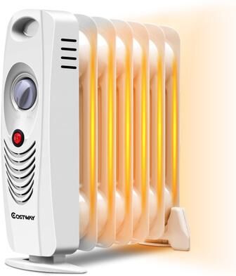 Costway 700 W Portable Mini Electric Oil-Filled Radiator Heater-White