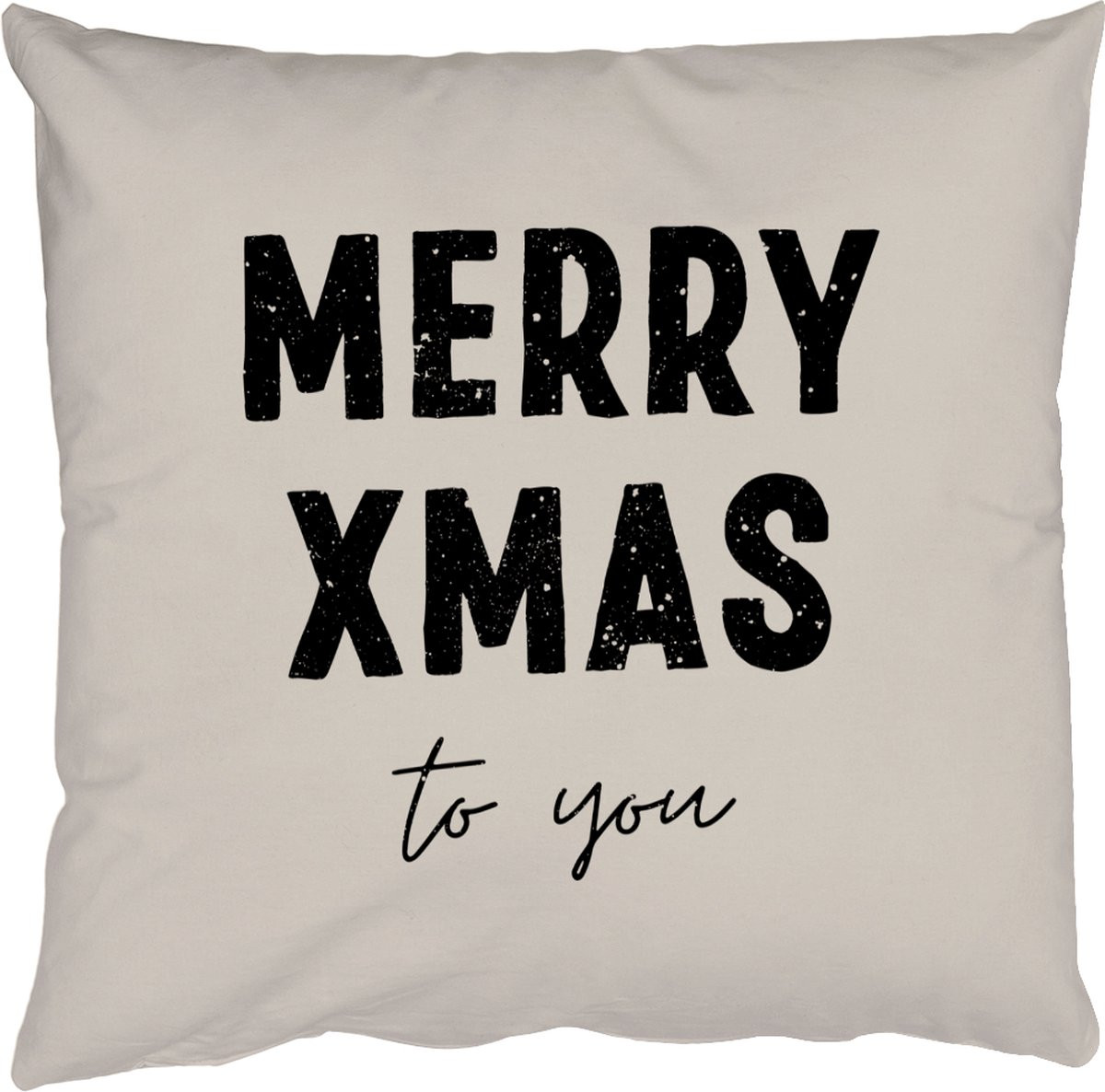 PillowMonkey Sierenkussen Kerst Quotes Merry Xmas Zwart 60x60 cm